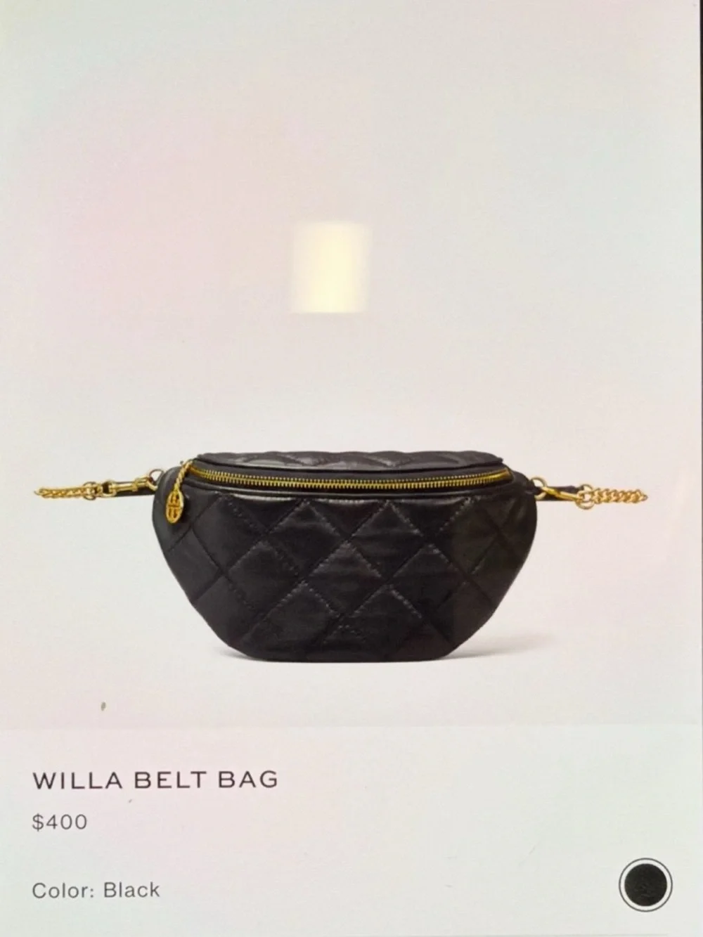 Tory Burch Willa Quilted Belt Bag - Black with Gold Hardware